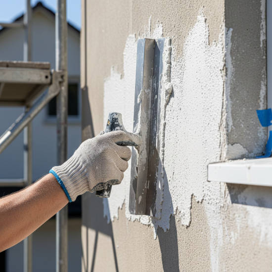 application d'un enduit sur une façade à nozay dans l'essonne 91